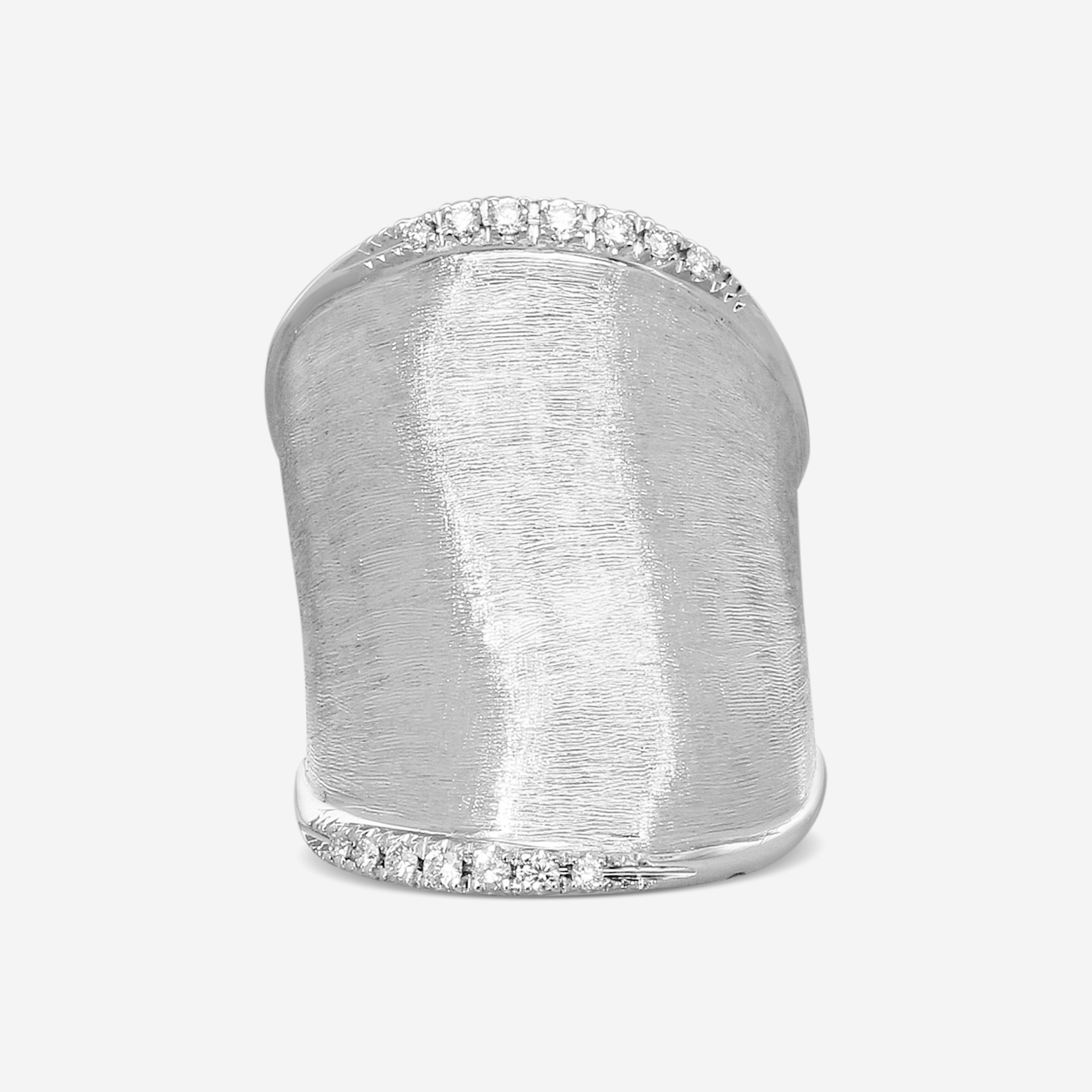 Marco Bicego Lunaria 18K White Gold Diamond Large Band Ring Sz. 7 AB552_B_W_02