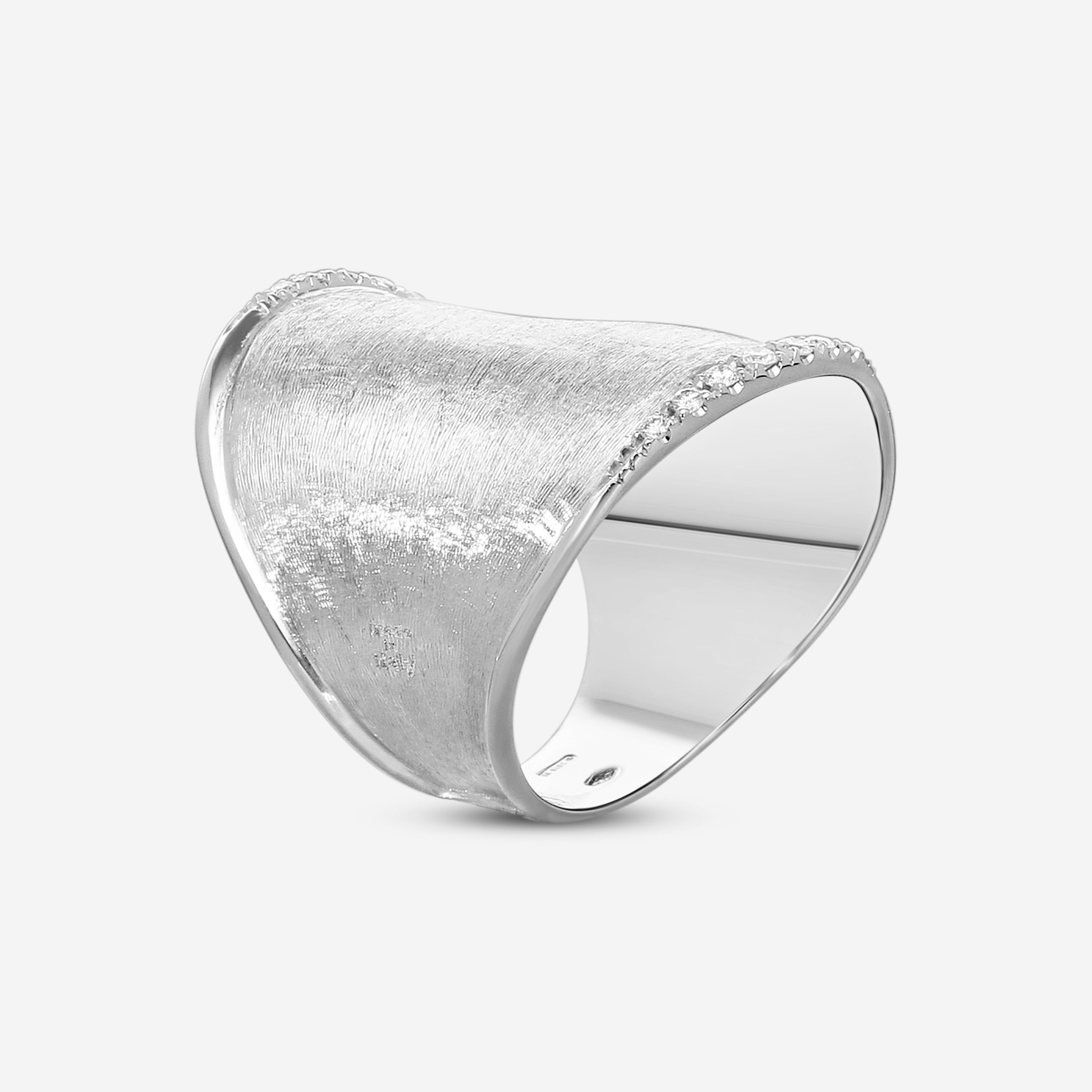 Marco Bicego Lunaria 18K White Gold Diamond Large Band Ring Sz. 7 AB552_B_W_02