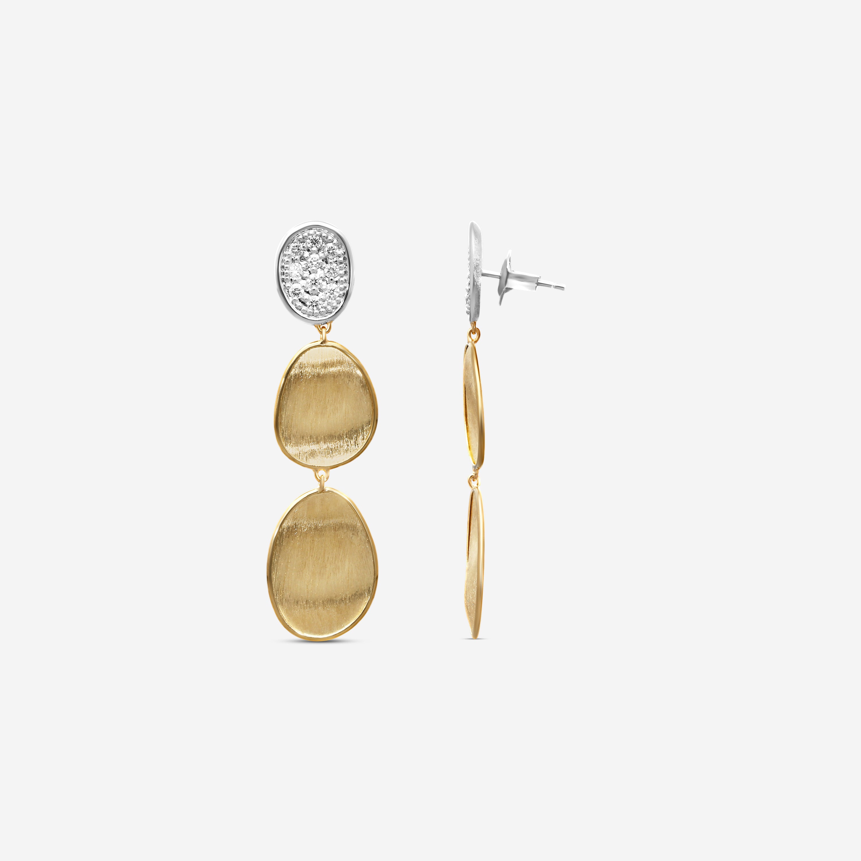 Marco Bicego Lunaria 18K Yellow & White Gold Diamond Drop Earrings OB1465_B_YW_Q6
