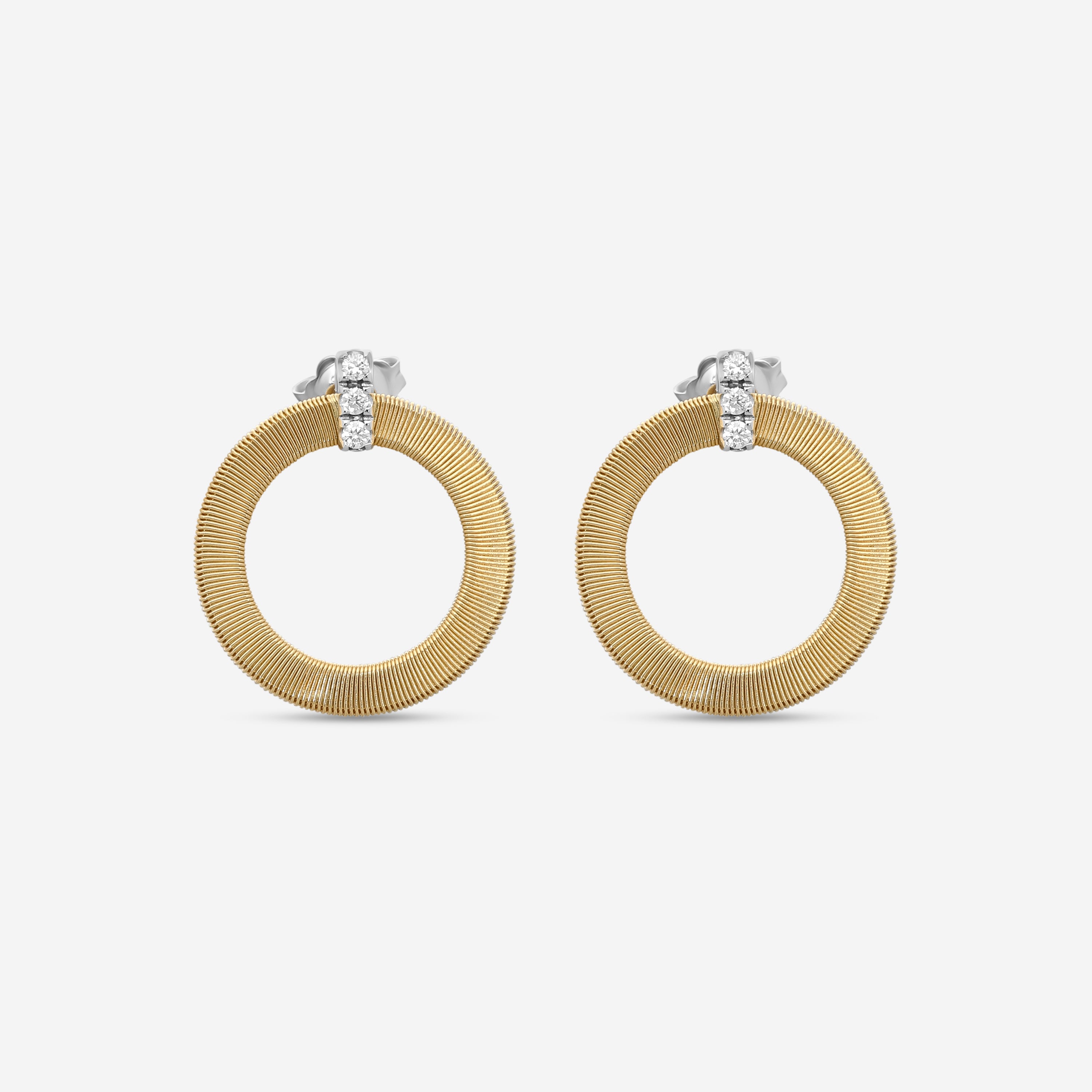 Marco Bicego Masai 18K Yellow & White Gold Diamond Hoop Earrings OG378_B1_YW_M5