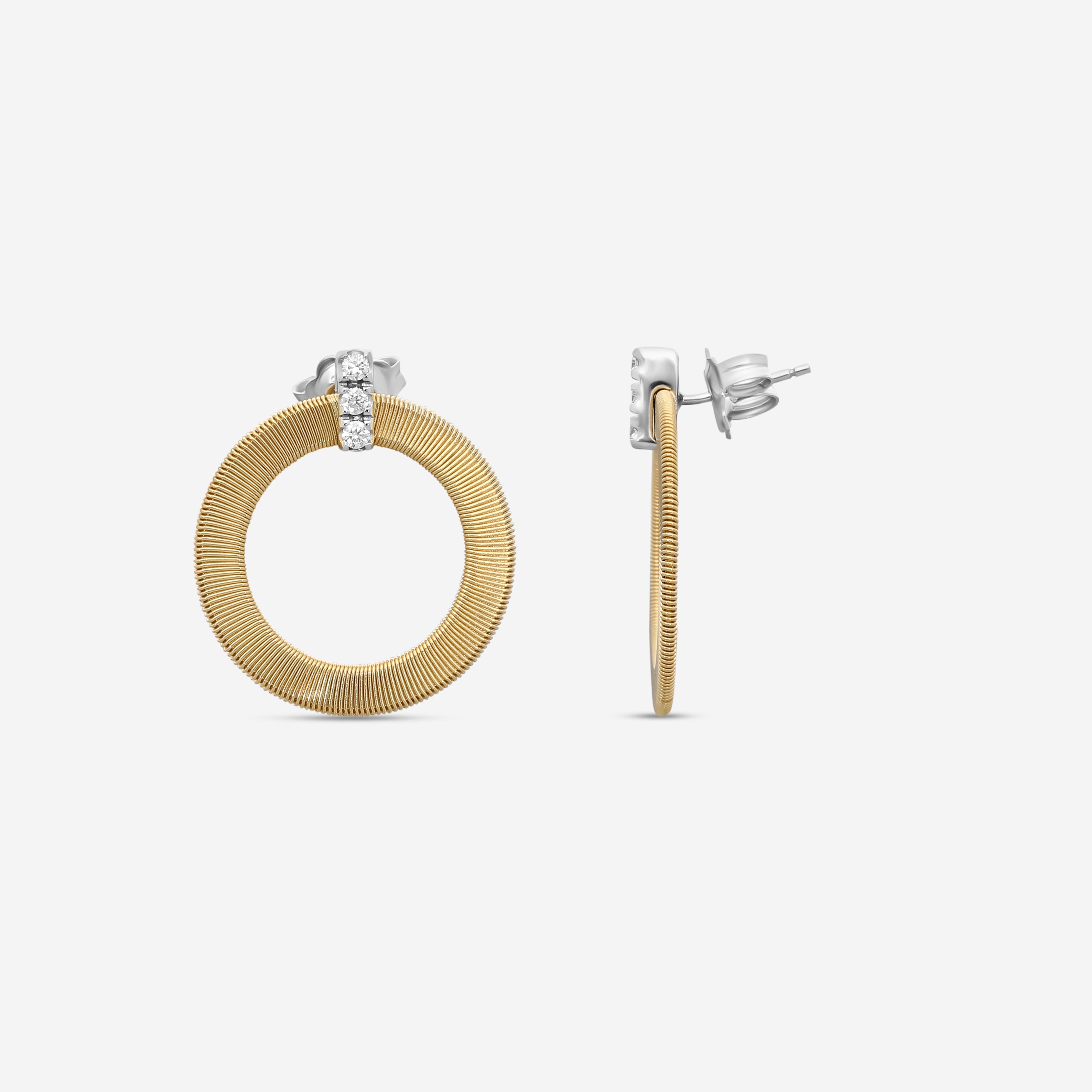Marco Bicego Masai 18K Yellow & White Gold Diamond Hoop Earrings OG378_B1_YW_M5