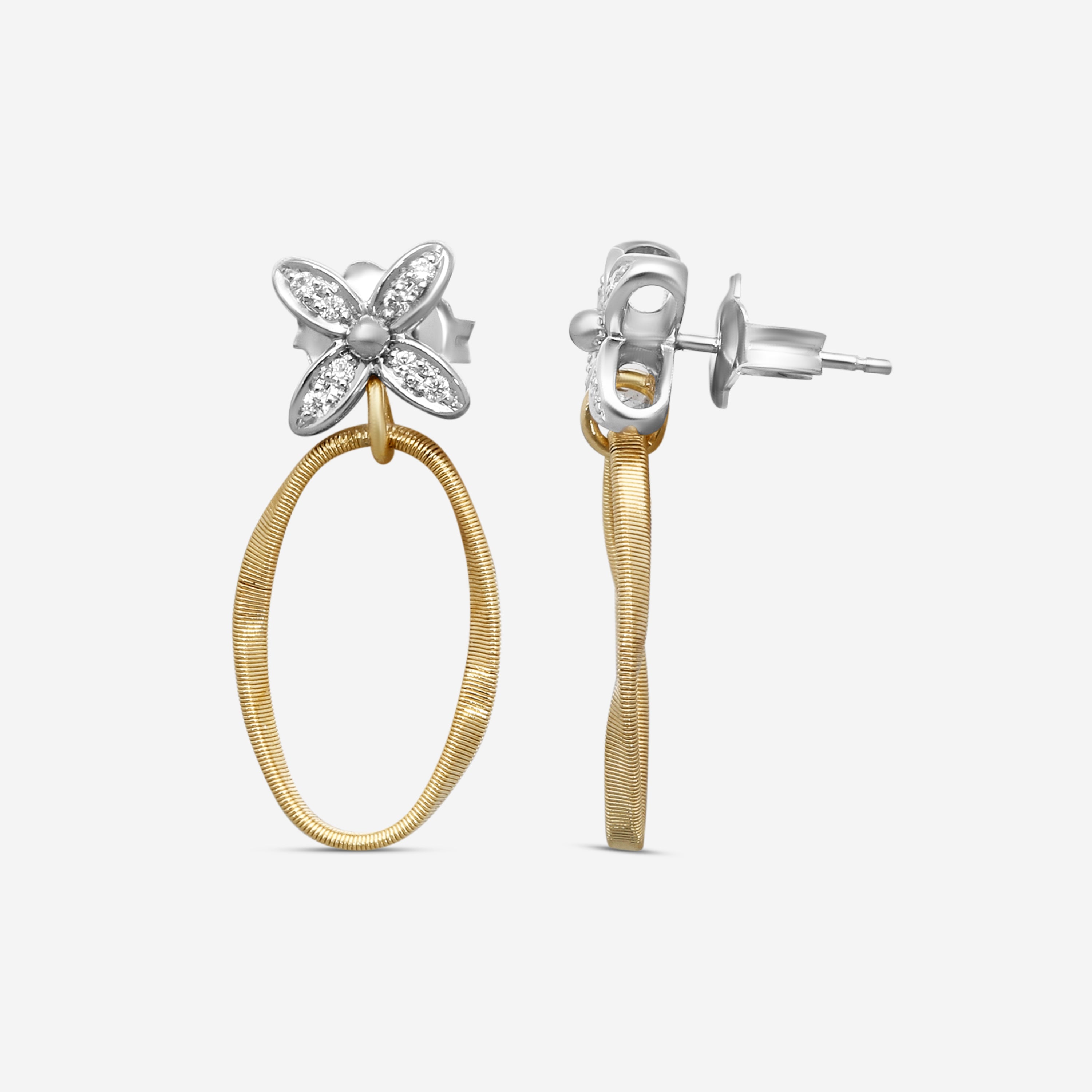 Marco Bicego Marrakech Onde 18K Yellow & White Gold Diamond Earrings OG394_B3_YW_M5