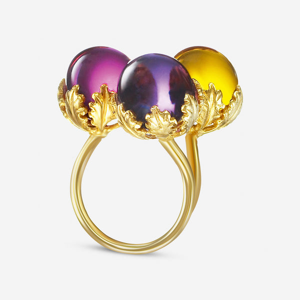 Baccarat 18K Gold Plated on Sterling Silver, Multicolor Crystal Statement Ring 2612535