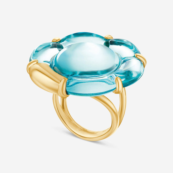 Baccarat 18K Gold Plated on Sterling Silver, Turquoise Crystal Flower Statement Ring 2806982 - THE SOLIST