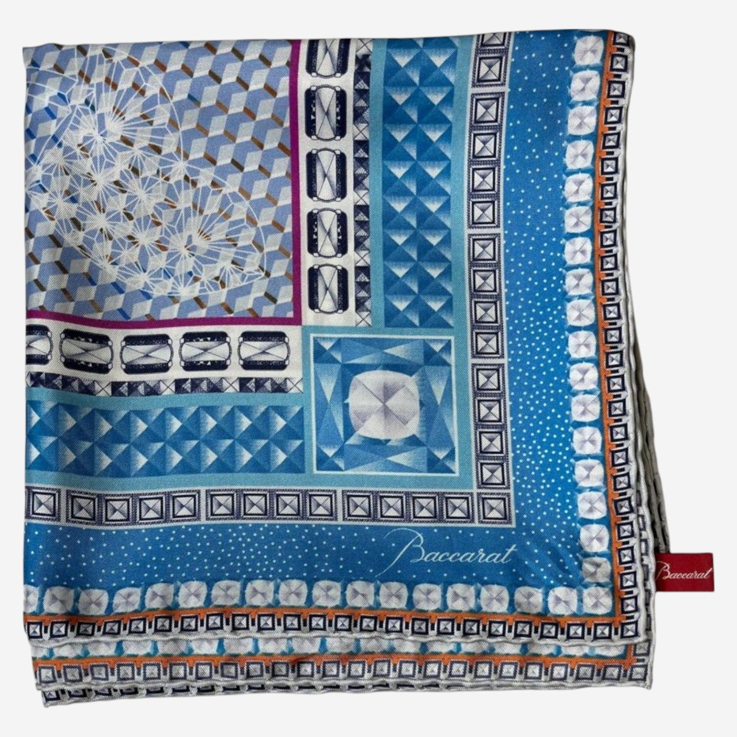 Baccarat Louxor Twill Silk Maxi Tie Light Blue Square Scarf 2809895 - THE SOLIST