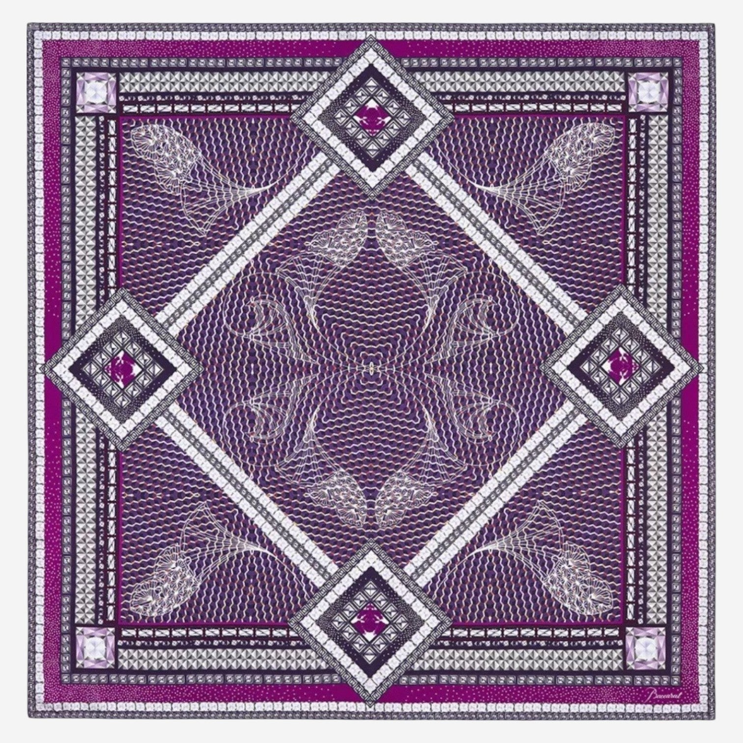 Baccarat Louxor Twill Silk Maxi Tie Purple Square Scarf 2809962 - THE SOLIST
