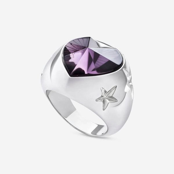 Baccarat Sterling Silver, Purple Crystal Heart And Star Statement Ring 2812843 - THE SOLIST
