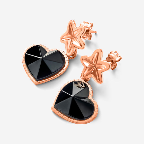 Baccarat 18K Gold Plated on Sterling Silver, Black Crystal Heart And Star Drop Earrings 2812901 - THE SOLIST