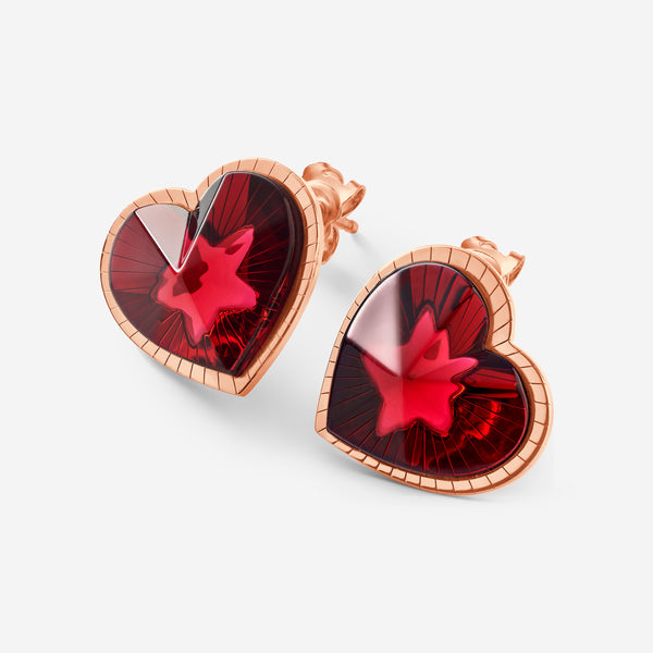 Baccarat 18K Gold Plated on Sterling Silver, Red Crystal Heart Earrings 2813113 - THE SOLIST