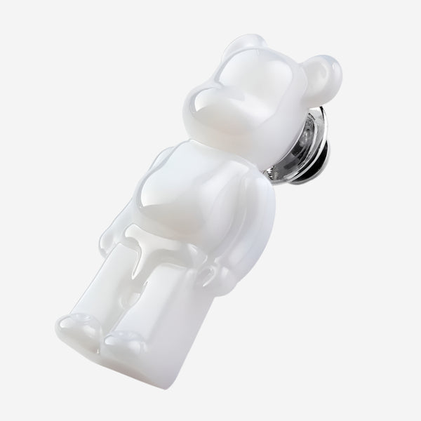 Baccarat Bearbrick Sterling Silver & White Crystal Pin 2814110 - THE SOLIST