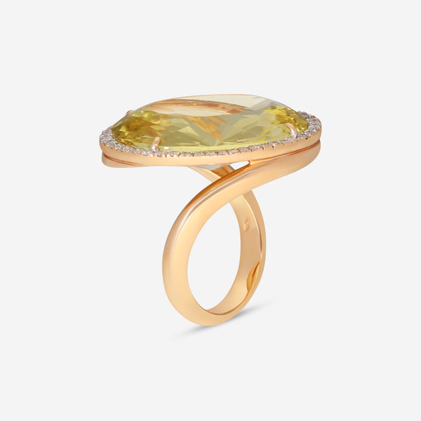 Casato 18K Yellow Gold, Quartz and Diamond Vintage Style Ring 294327