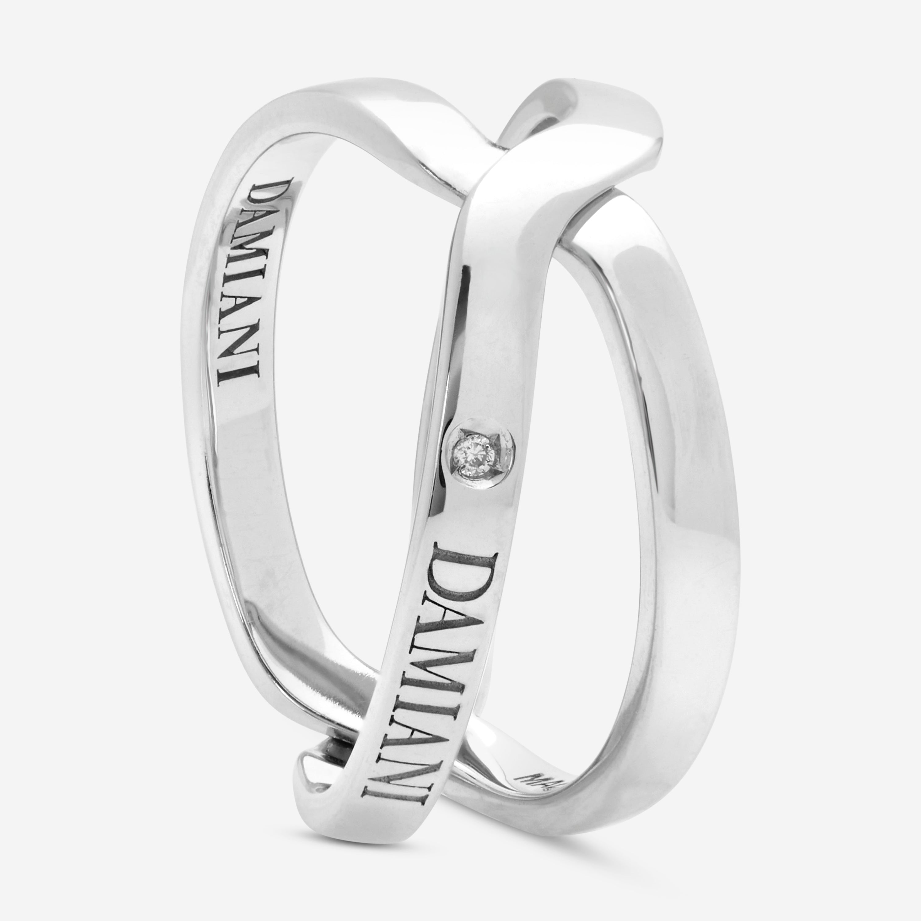 Damiani 18K White Gold, Diamond Interlocking Ring Sz. 5.5 320501 - THE SOLIST