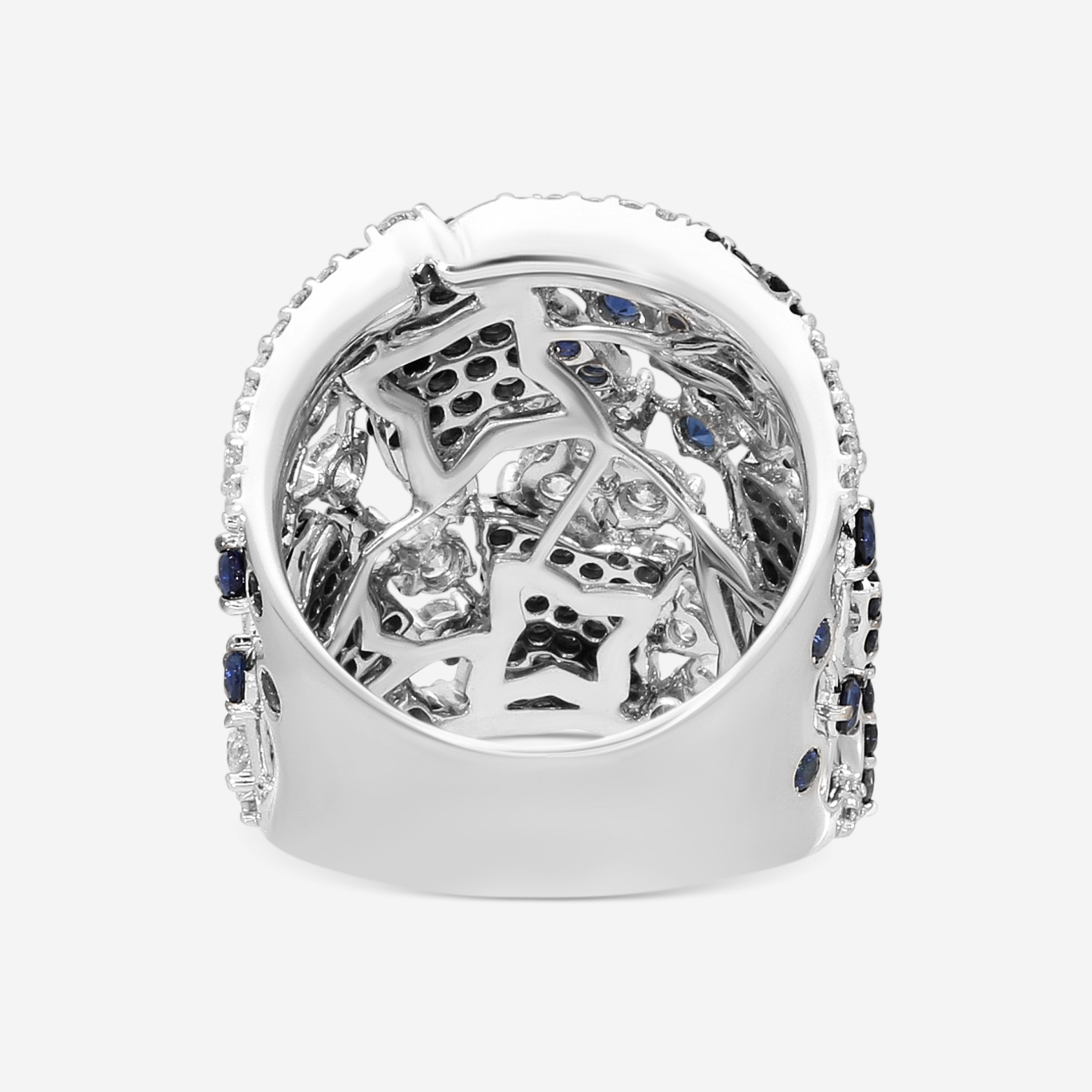 Crivelli 18K White Gold Diamond & Sapphire Perforated Band Ring Sz. 6.5 372-2006 - THE SOLIST