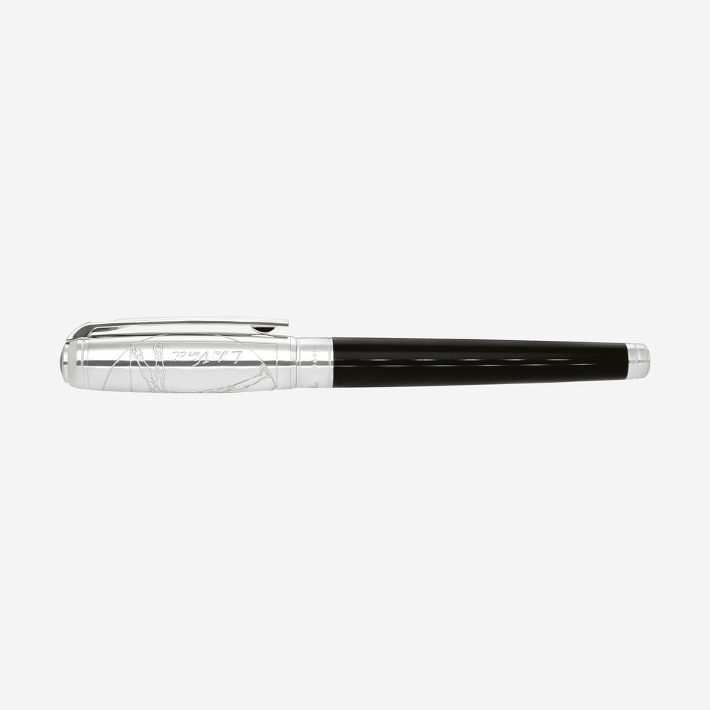 S.T. Dupont Line D Black Vitruvian Man Lacquer & Palladium Premium Fountain Pen (M) 410039L - THE SOLIST