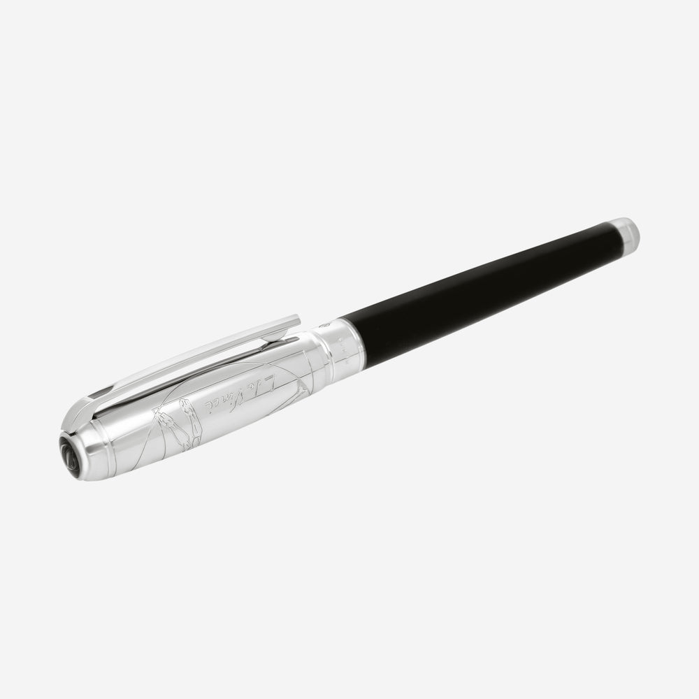 S.T. Dupont Line D Black Vitruvian Man Lacquer & Palladium Premium Fountain Pen (M) 410039L - THE SOLIST