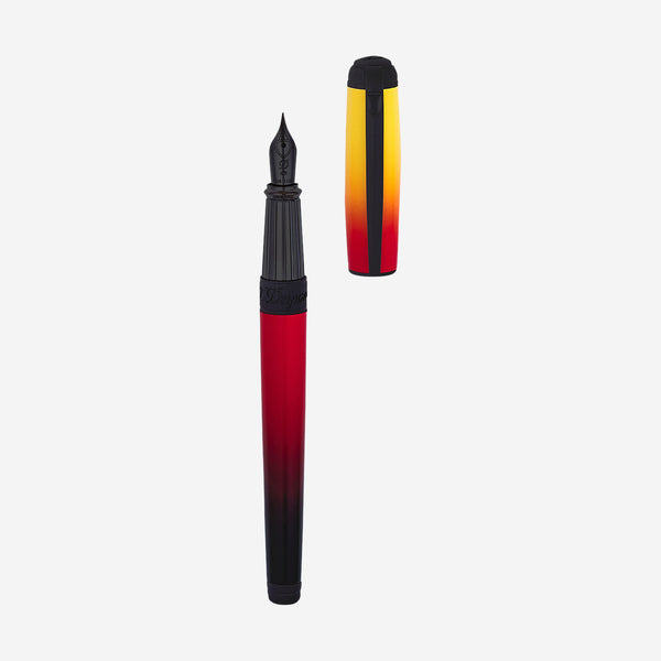 S.T. Dupont Line D La Flamme Gradient Red Solid Brass Natural Lacquer Fountain Pen 410133L