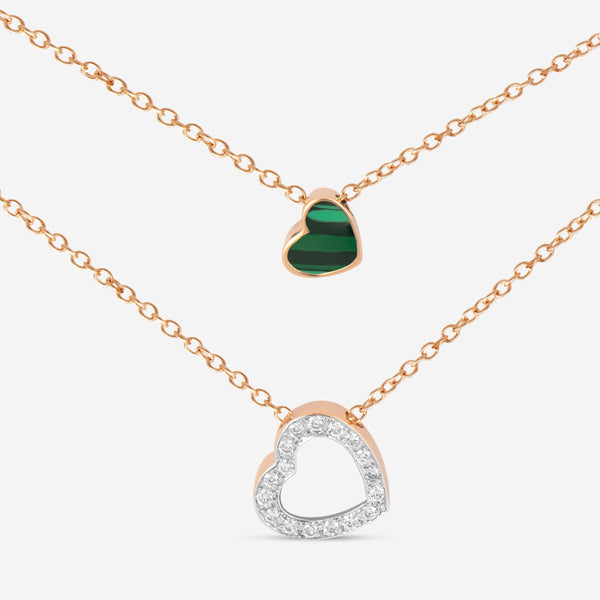 K Di Kuore In And Out 18K Rose Gold Diamond Necklace with Malachite 451565