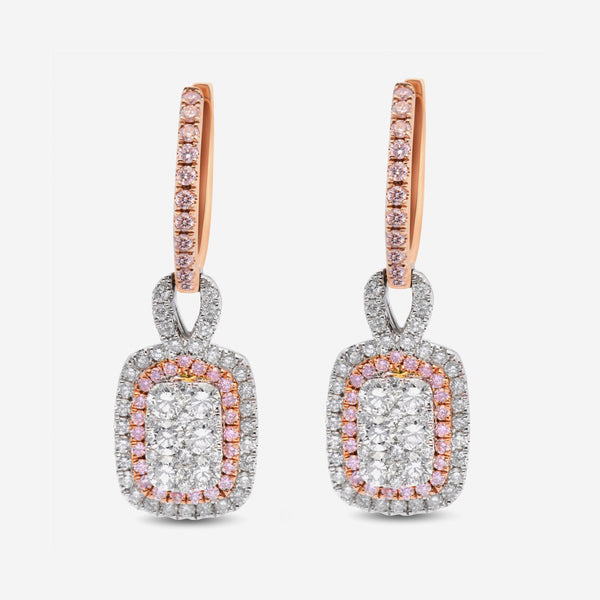 Gregg Ruth 14K White and Rose Gold, White Diamond and Fancy Pink Diamond Drop Earrings - THE SOLIST