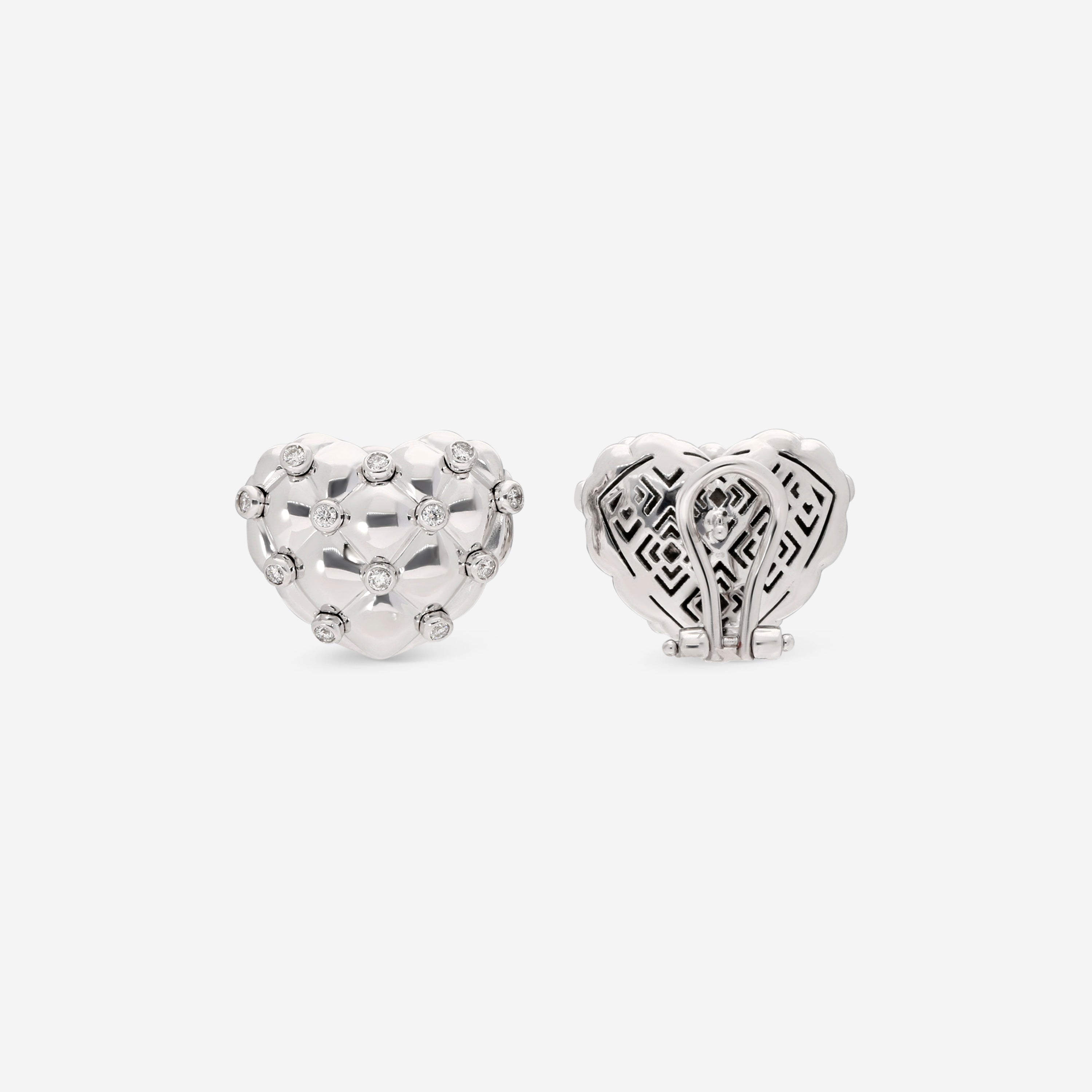 Zydo 18K White Gold, Diamond Heart Earrings 200421