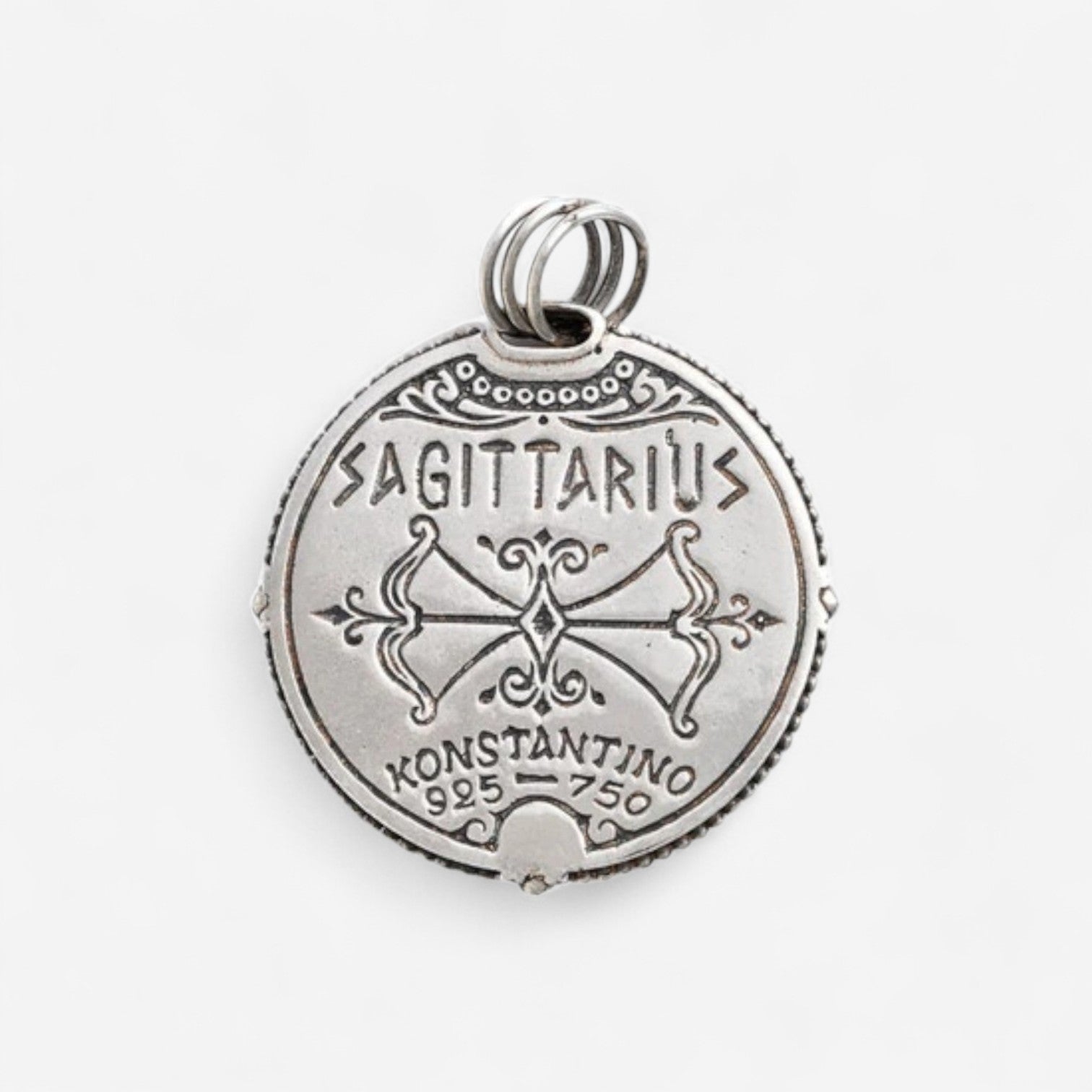 Konstantino Zodiac Sagittarius Sterling Silver & 18K Yellow Gold Diamond Carved Pendant MEKJ630-109 - THE SOLIST