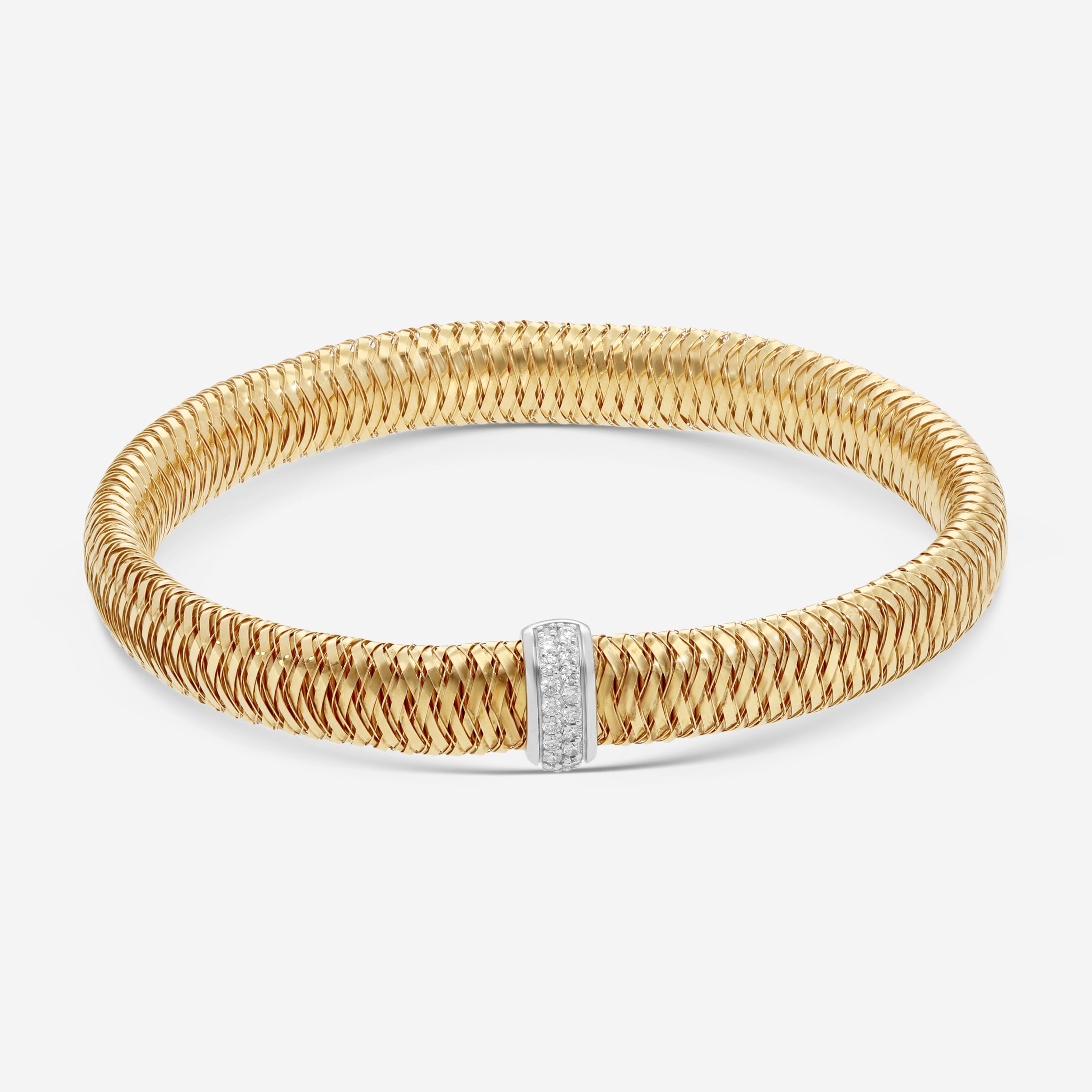 Roberto Coin Primavera 18K Yellow & White Gold Diamond Bangle Bracelet 557716AJBAX0 - THE SOLIST