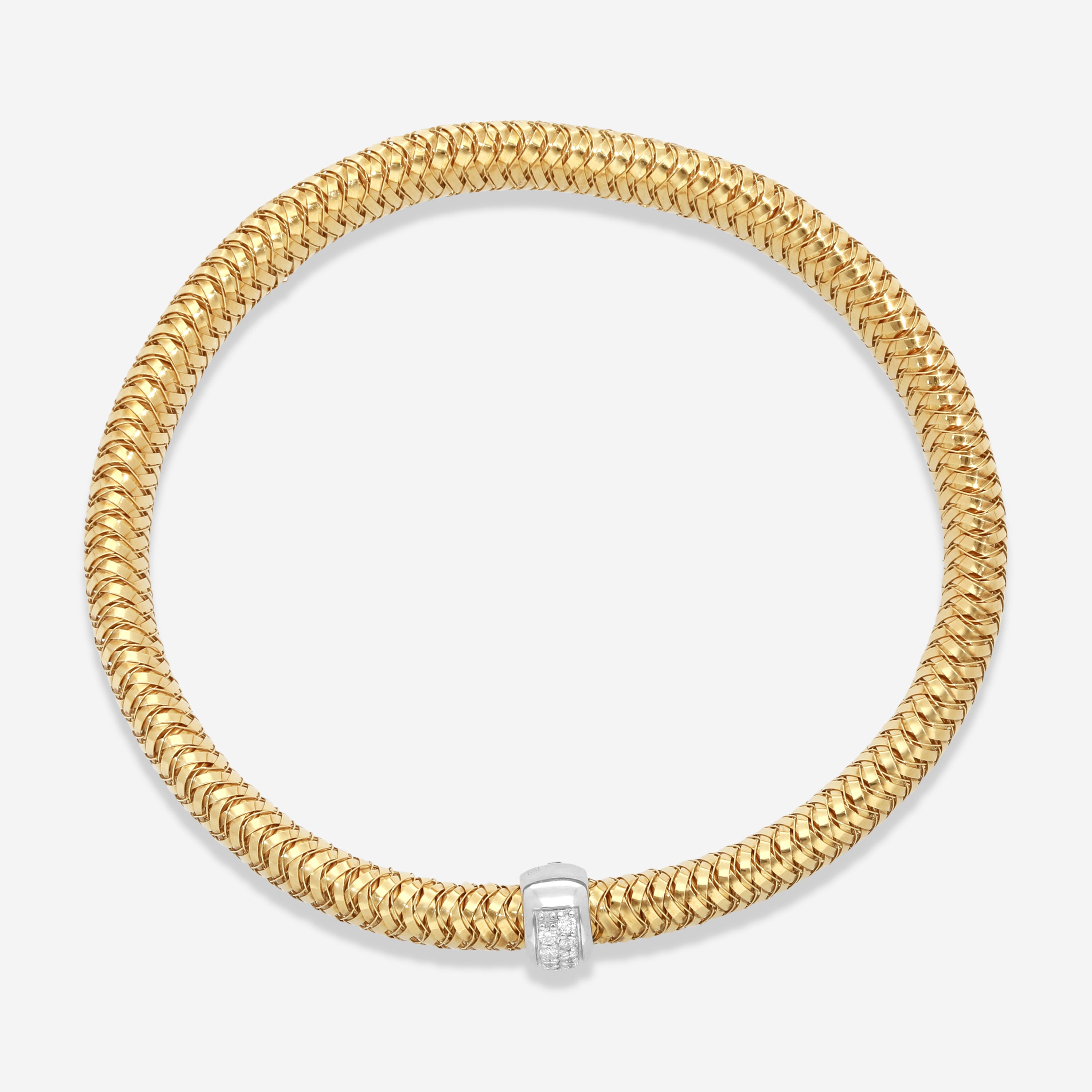Roberto Coin Primavera 18K Yellow & White Gold Diamond Bangle Bracelet 557716AJBAX0 - THE SOLIST