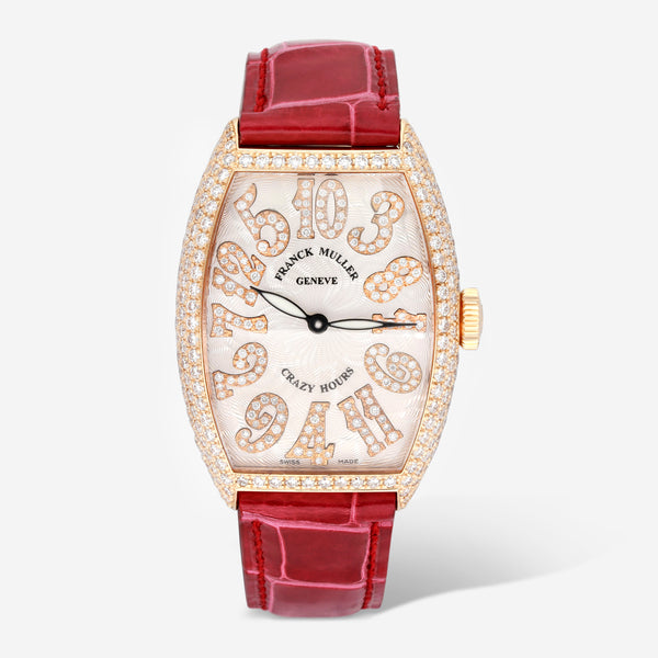 Franck Muller Cintree Curvex Crazy Hours 18K Rose Gold Diamond Automatic Watch 5850CHNBRD5CD