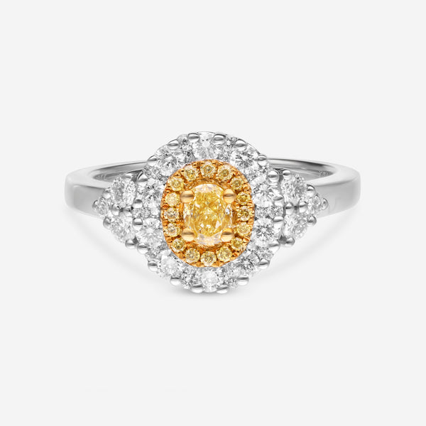 Gregg Ruth 18K White Gold, Fancy Yellow Diamond 0.28ct. and White Diamond 0.66ct. tw. Engagement Ring Sz. 6.5 602507