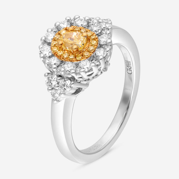 Gregg Ruth 18K White Gold, Fancy Yellow Diamond 0.28ct. and White Diamond 0.66ct. tw. Engagement Ring Sz. 6.5 602507 - THE SOLIST