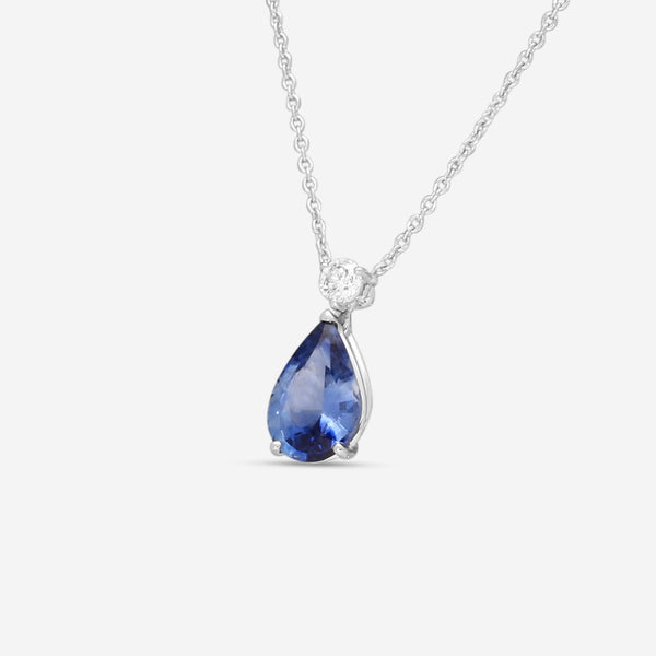 Roberto Coin 18K White Gold Diamond & Blue Sapphire Pendant Necklace 6520084AW18S2 - THE SOLIST