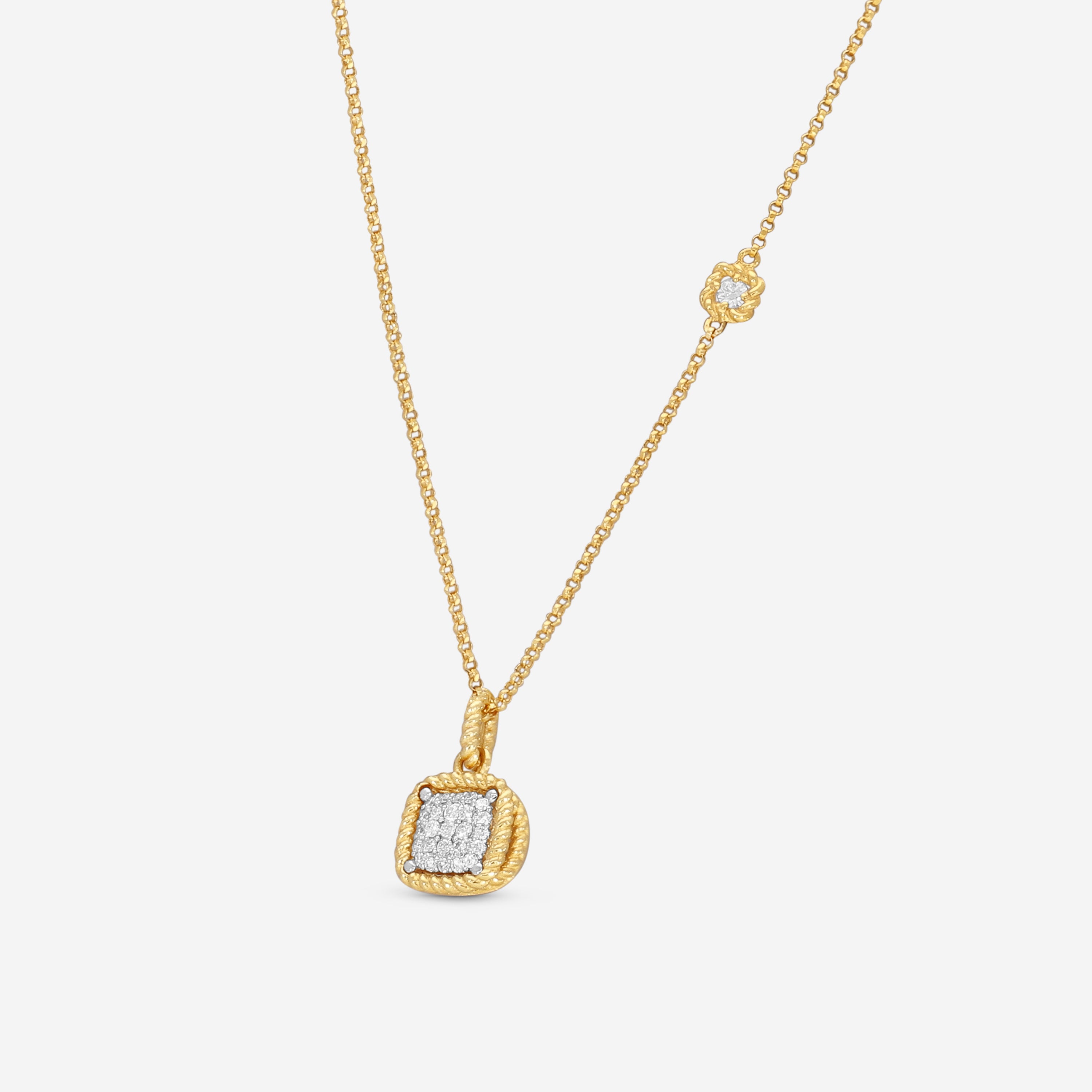Roberto Coin New Barocco 18K Yellow & White Gold Diamond Pendant Necklace 7771466AJCHX - THE SOLIST