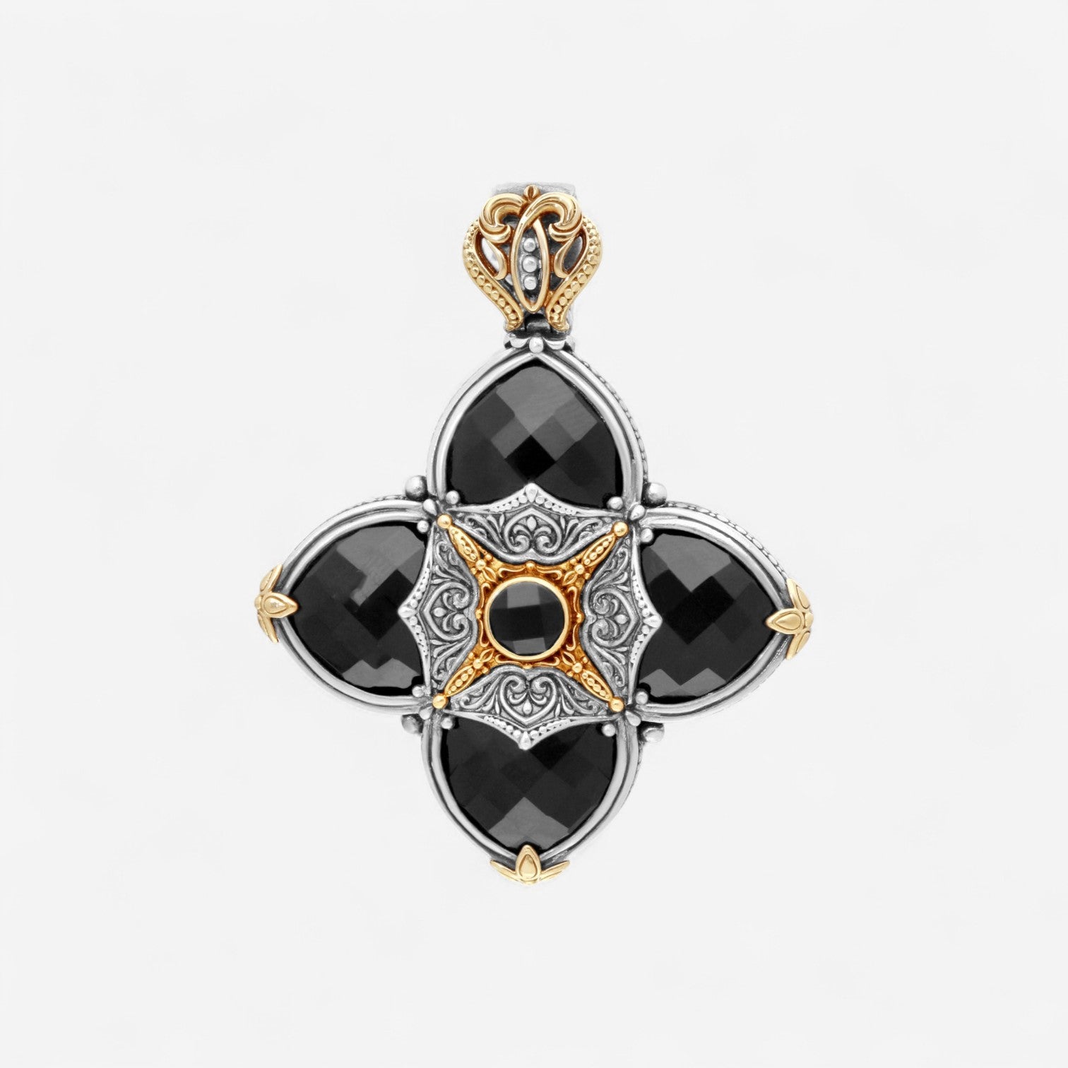 Konstantino 18K Yellow Gold & Sterling Silver Onyx Pendant MEMK5114-120-CUT - THE SOLIST
