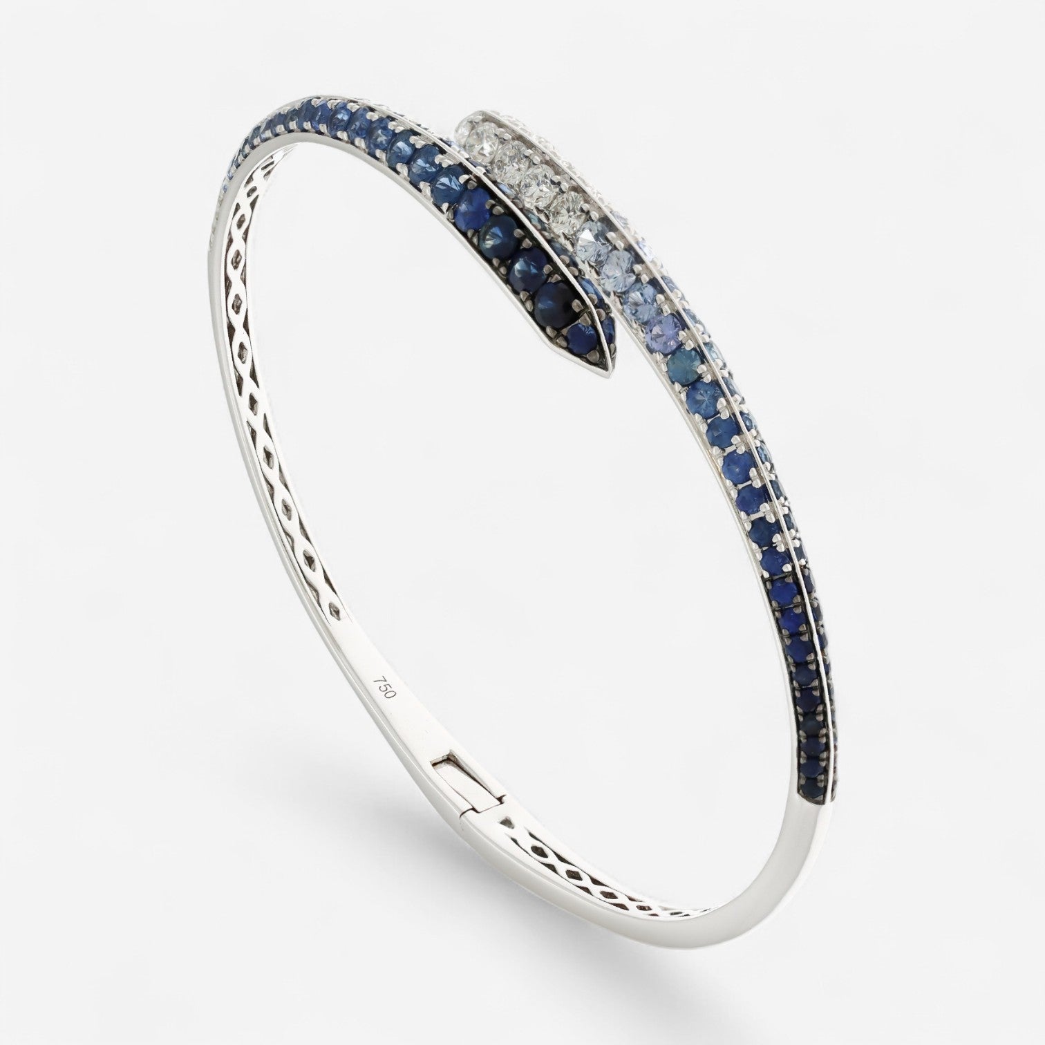 Alberto Milani Ombre 18K White Gold Diamond & Blue Sapphire Bypass Cuff Bracelet G0063E - THE SOLIST