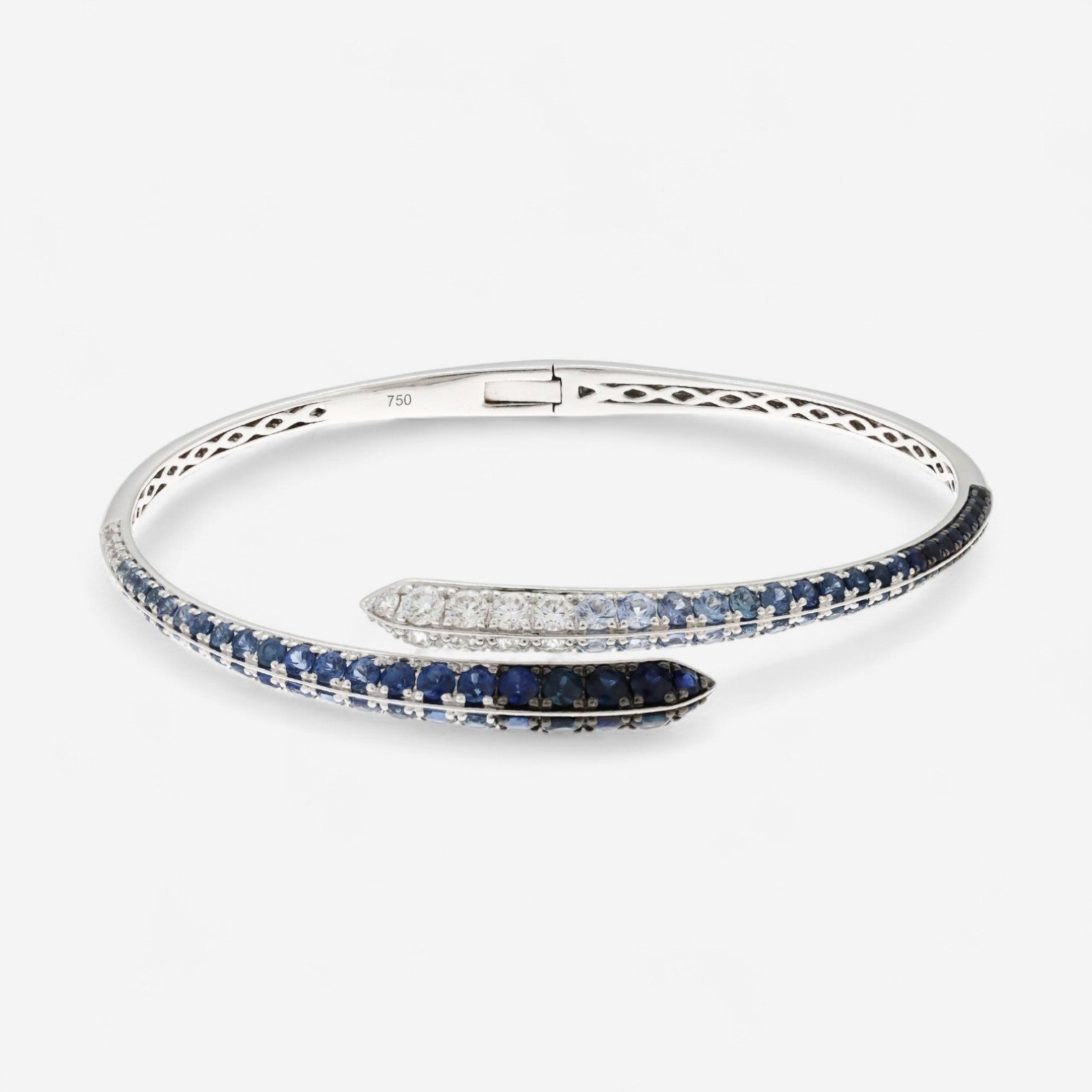 Alberto Milani Ombre 18K White Gold Diamond & Blue Sapphire Bypass Cuff Bracelet G0063E - THE SOLIST