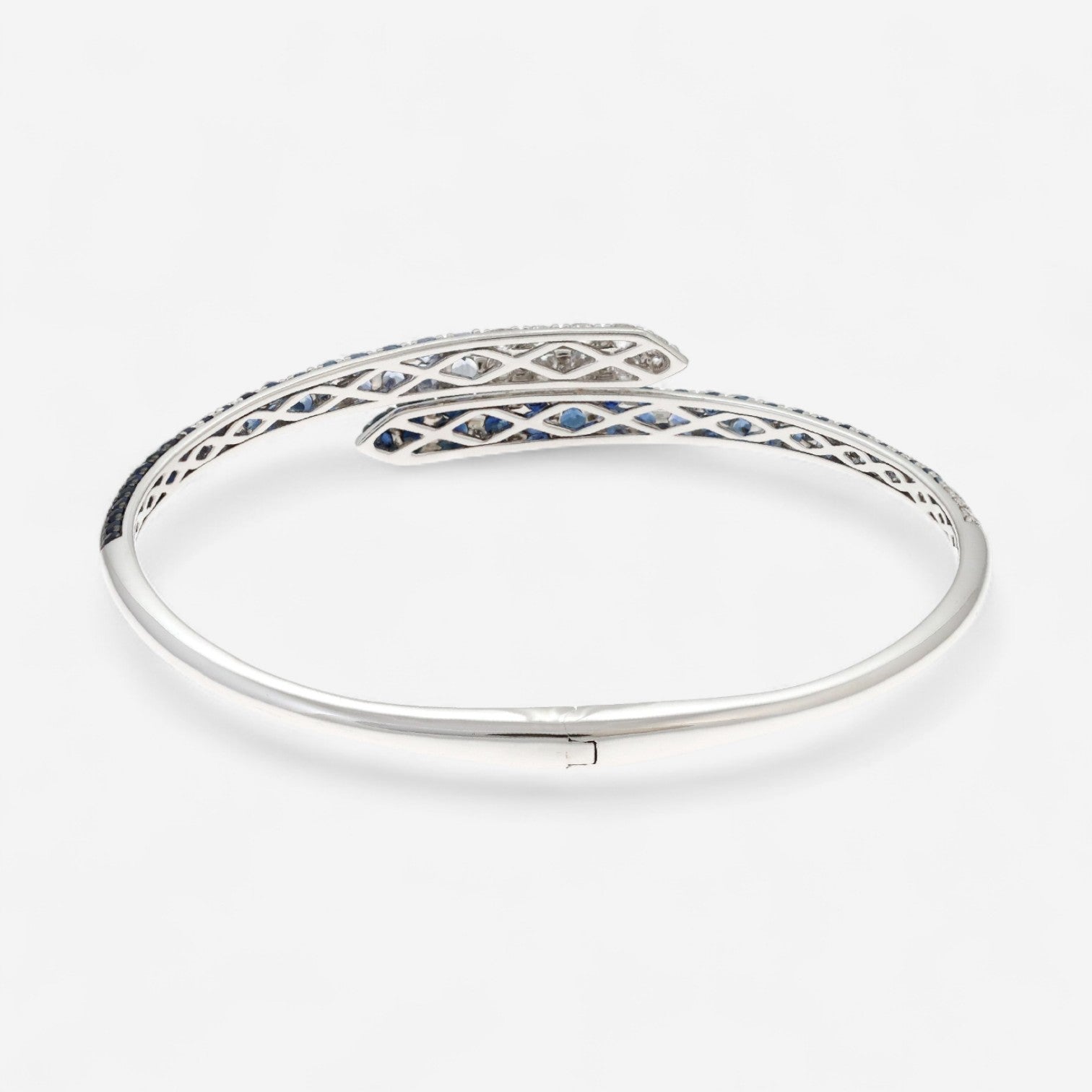 Alberto Milani Ombre 18K White Gold Diamond & Blue Sapphire Bypass Cuff Bracelet G0063E - THE SOLIST
