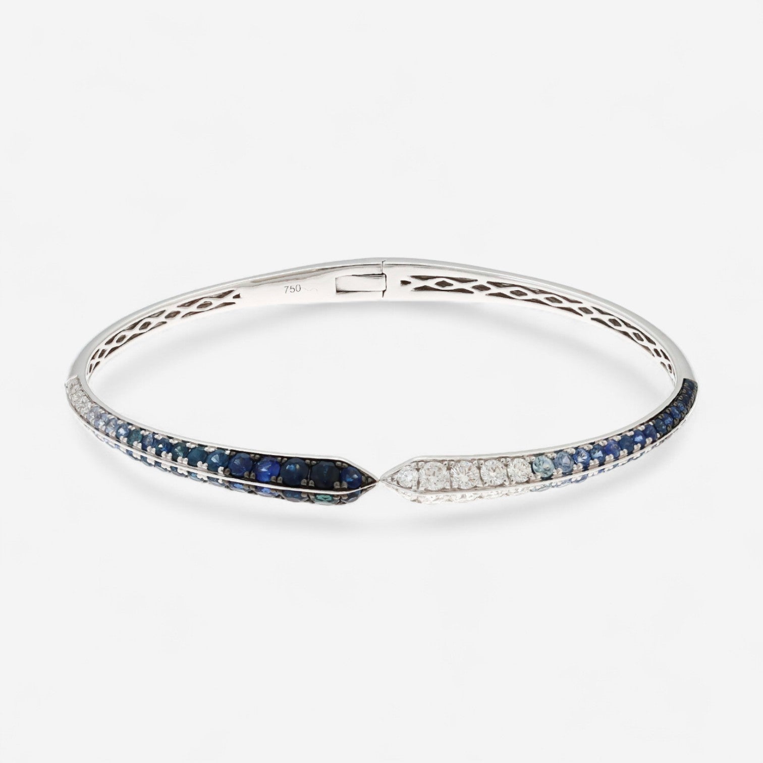 Alberto Milani Ombre 18K White Gold Diamond & Blue Sapphire Cuff Bracelet G0068E