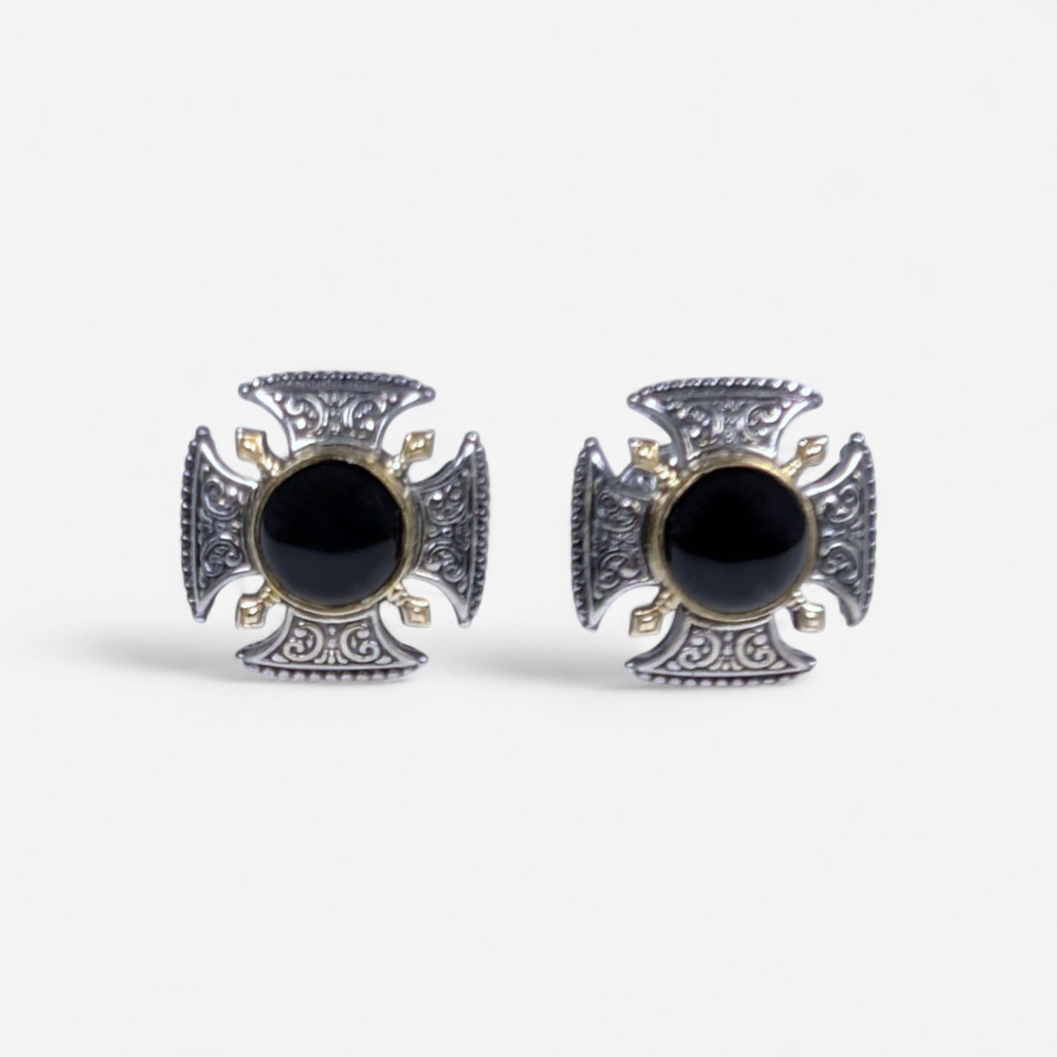 Konstantino Sterling Silver & 18K Yellow Gold Onyx Cufflinks MAMK92-120-CAB - THE SOLIST