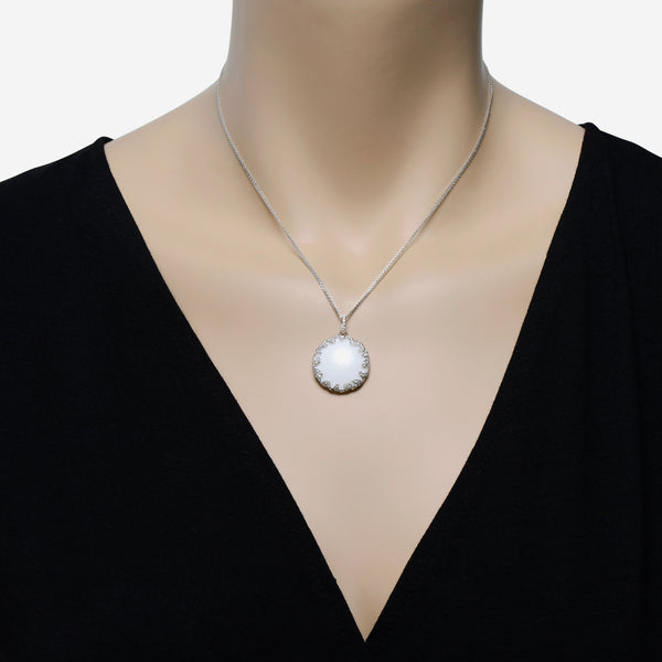 Suzanne Kalan 18K White Gold, White Agate and Diamond 0.40ct. tw. Pendant Necklace A5000-WGWA - THE SOLIST