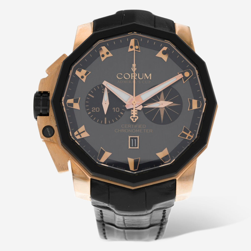 Corum 18k Rose Gold Admiral s Cup Seafender 50mm Chronograph Left