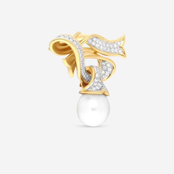 Assael 18K Yellow Gold Angela Cummings Single South Sea Cultured Pearl Ribbon Brooch ACP0031 - THE SOLIST