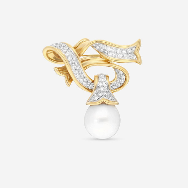 Assael 18K Yellow Gold Angela Cummings Single South Sea Cultured Pearl Ribbon Brooch ACP0031 - THE SOLIST