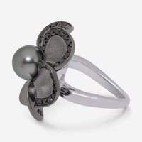 Assael 18K White Gold, Black Diamond 1.14ct. tw. and Tahitian Natural Color Cultured Pearl Statement Ring AFR0001 - THE SOLIST