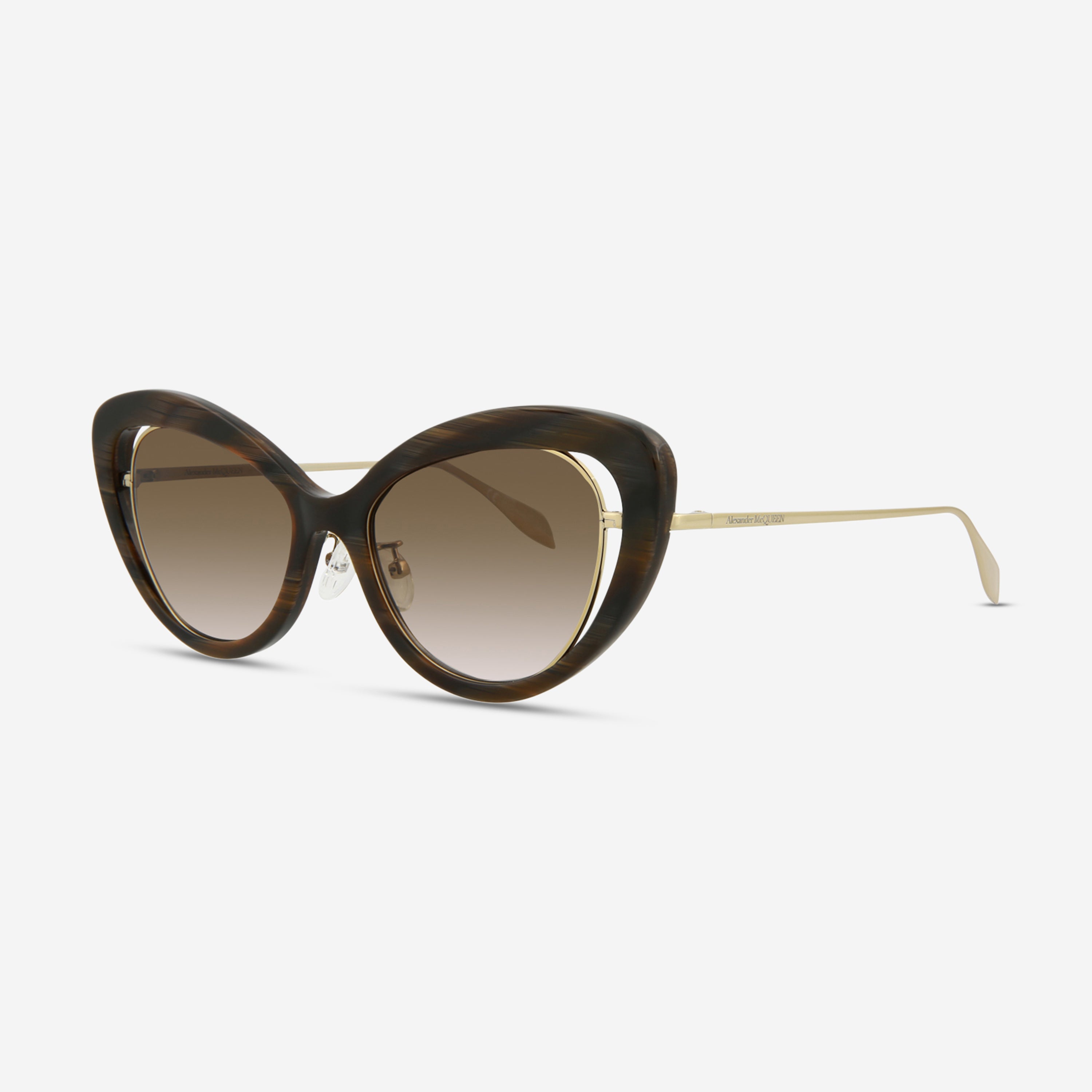 Alexander Mcqueen Cat Eye Acetate & Metal 53 mm Ladies Sunglasses AM0223S-30008052003 - THE SOLIST