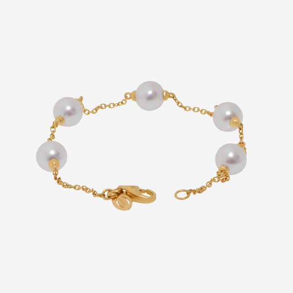 Assael 18K Yellow Gold, Japanese Akoya Cultured Pearl Chain Bracelet B1812