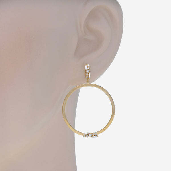 Suzanne Kalan 18K Yellow Gold Diamond Hoop Earrings BAE413-YG - THE SOLIST