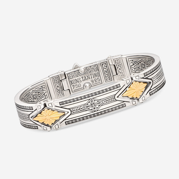 Konstantino Men's Orpheus Sterling Silver and 18K Yellow Gold Cuff BKJ531-130