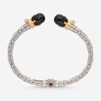Konstantino Calypso Sterling Silver and 18K Yellow Gold, Crystal and Garnet Open Cuff BMK4408-485