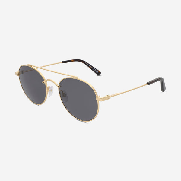 Bally Men's Shiny Deep Gold & Brown Aviator Sunglasses BY0029