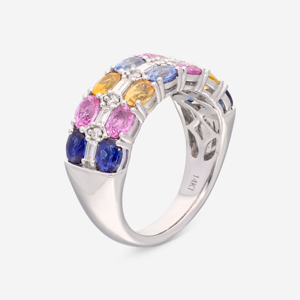 Ina Mar 14K  White Gold 0.31ct.twd Diamond and 3.36ct.tw Sapphire Ring CN/574194