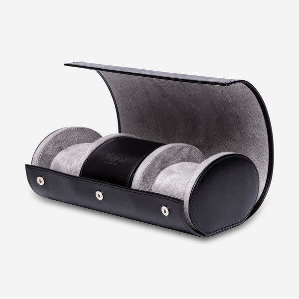 Rapport Hyde Park Black Leather Three Watch Roll D281 - THE SOLIST